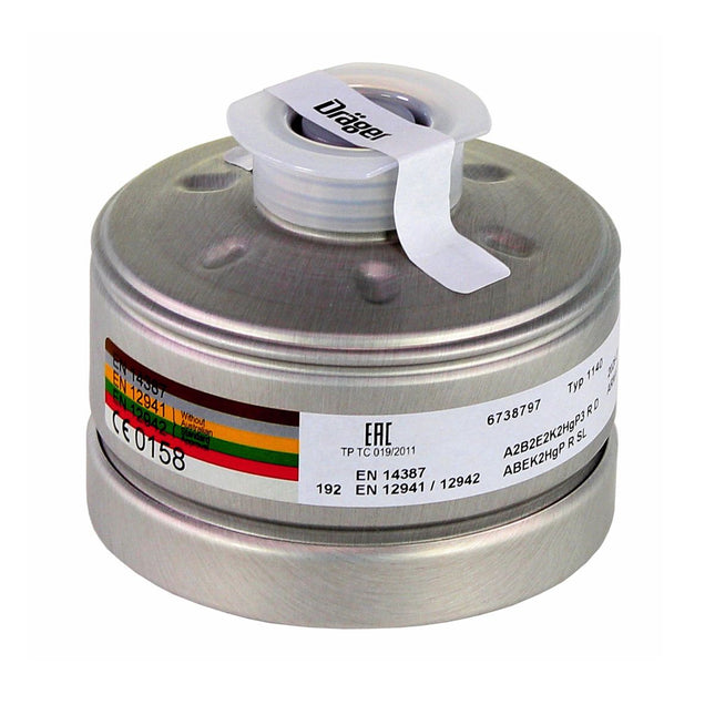 Filtro de protección respiratoria Dräger X-plore Rd40 A2B2E2K2 Hg P3 RD (6738797) EN148-1 para