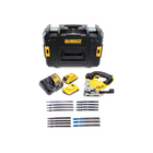 Sierra de calar inalámbrica DeWalt DCS 331 N + 2 baterías 2Ah + cargador + juego de hojas de sierra de calar Bosch + TSTAK