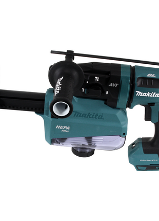 Taladro percutor inalámbrico Makita DHR 182 ZW 18V 1.7J SDS-plus solo sin escobillas + aspiración DX05 - sin batería, sin cargador