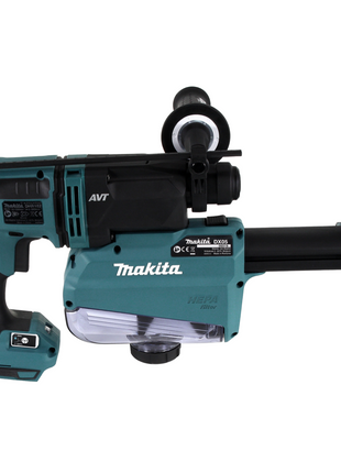 Taladro percutor inalámbrico Makita DHR 182 ZW 18V 1.7J SDS-plus solo sin escobillas + aspiración DX05 - sin batería, sin cargador