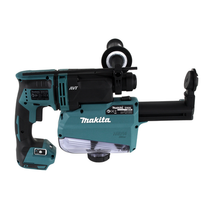 Taladro percutor inalámbrico Makita DHR 182 ZW 18V 1.7J SDS-plus solo sin escobillas + aspiración DX05 - sin batería, sin cargador