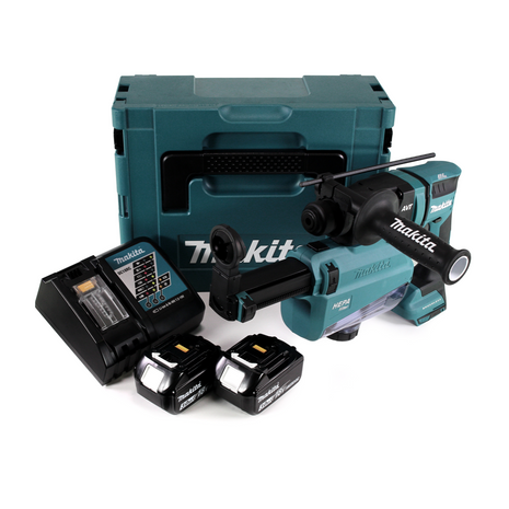 Makita DHR 182 RWFJ marteau perforateur sur batterie 18V 1,7J SDS-plus brushless + 2x batterie 3,0Ah + chargeur + aspiration de poussière + Makpac