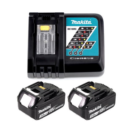 Taladro percutor a batería Makita DHR 182 RWFJ 18V 1.7J SDS-plus sin escobillas + 2x batería 3.0Ah + cargador + aspiración + Makpac