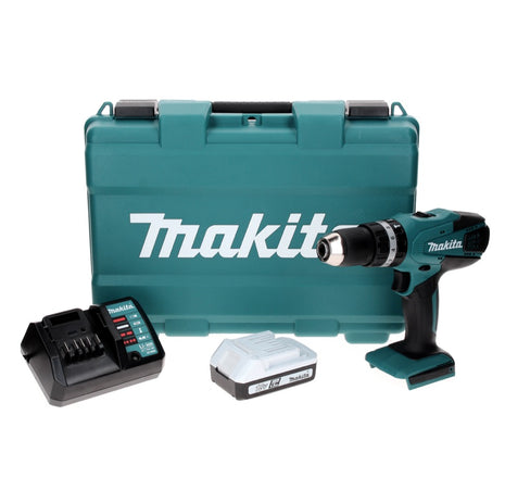 Makita HP 457 DW ( G-Serie ) Perceuse-visseuse à percussion sans fil 18 V 42 Nm + 1x Batterie 1,5 Ah + Chargeur + Coffret