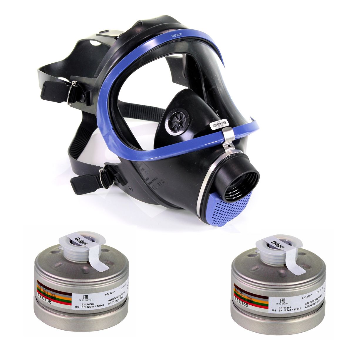 Máscara facial completa Dräger X-plore 6300 (R55800) EN 148-1 / EN 136 Clase 2 + 2x