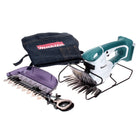 Tijeras para césped inalámbricas Makita UM 165 D (serie G) 14,4 V 16 cm + protección para cuchillas para césped + delantal de trabajo - sin batería, sin cargador