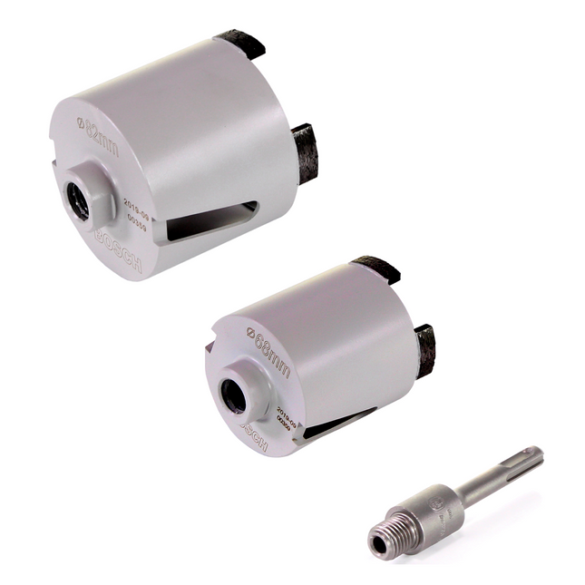 Eje portabrocas Bosch para brocas huecas M16 SDS-plus + Best para broca de vaso universal M16 68mm + 82mm