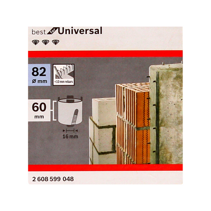 Eje portabrocas Bosch para brocas huecas M16 SDS-plus + Best para broca de vaso universal M16 68mm + 82mm