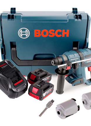 Bosch GBH 18 V-EC Akku Bohrhammer 18V 1,7J SDS-plus Brushless + 2x Akku 5,0Ah + Ladegerät + Zubehör Steckdosenbohrkronen + L-Boxx