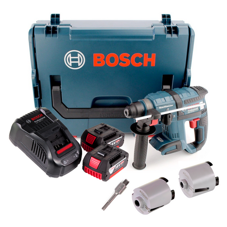 Taladro percutor inalámbrico Bosch GBH 18 V-EC 18V 1.7J SDS-plus sin escobillas + 2x baterías 5.0Ah + cargador + accesorios brocas de vaso + L-Boxx