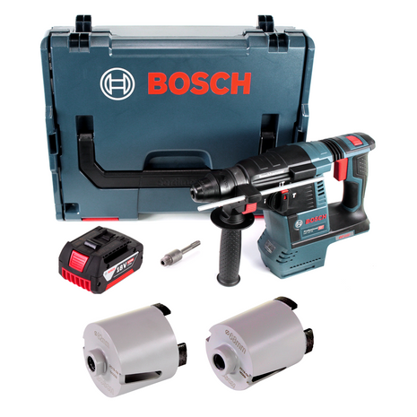 Taladro percutor inalámbrico Bosch GBH 18V-26 18V 2.6J SDS-plus sin escobillas + 1x batería 5.0Ah + accesorios coronas de vaso + L-Boxx - sin cargador