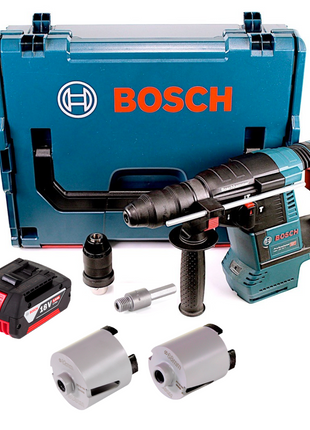 Bosch GBH 18V-26 F Perforateur sans fil 2,6 J 18V SDS plus Brushless + 1x Batterie 5,0Ah + Accessoires pour couronnes de forage M16 + Coffret L-Boxx - sans chargeur