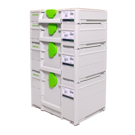 Festool Systainer Set SYS3 M 237 ( 204843 ) + SYS3 M 187 ( 204842 ) + SYS3 M 137 ( 204841 ) + SYS3 ORG M 89 Organizer ( 204853 ) koppelbar