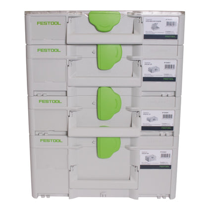 Festool Systainer Set SYS3 M 112 (204840) + SYS3 M 137 (204841) + SYS3 M 187 (204842) + SYS3 ORG M 89 Organzier (204853) acoplable
