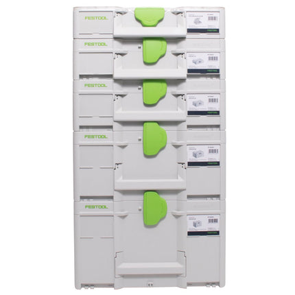 Festool Systainer Set SYS3 M 237 ( 204843 ) + SYS3 M 112 ( 204840 ) + SYS3 M 137 ( 204841 ) + SYS3 M 187 ( 204842 ) + SYS3 ORG M 89 Organizer ( 204853 ) koppelbar