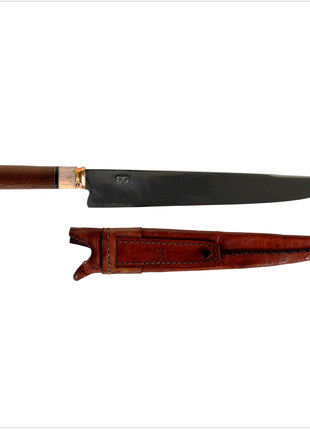 Serra Grande "Cabo Redondo" cuchillo de cocina tradicional brasileño cuchillo de chef forjado a mano hoja de 10" con mango redondo + funda de cuchillo de cuero genuino