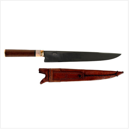 Serra Grande "Cabo Redondo" cuchillo de cocina tradicional brasileño cuchillo de chef forjado a mano hoja de 10" con mango redondo + funda de cuchillo de cuero genuino
