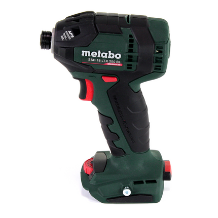Metabo SSD 18 LTX 200 BL Atornillador de impacto inalámbrico 18V 1/4" 200Nm sin escobillas + 2x batería 4.0Ah + cargador + maletín (602396580)