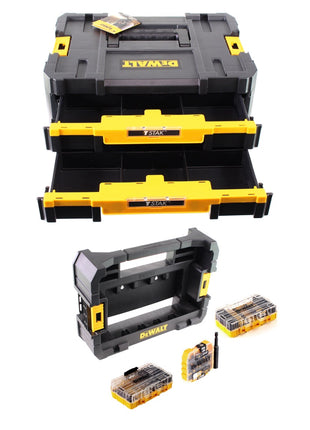 Boîte à outils DeWalt DWST 1-70706 TSTAK IV + boîte DT 70716 TSTAK CADDY pour 5x ToughCases et 4x Tac Tac Box + embout et foret à maçonnerie FlexTorq set 75 pièces.