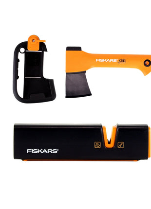 Fiskars Set de cheminée X5 K40 + Aiguiseur ( 1025441 )