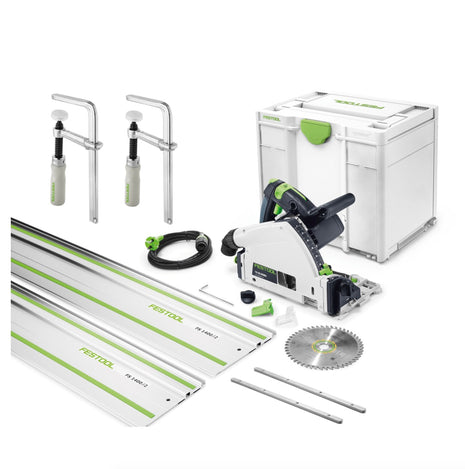 Festool TS 55 REBQ CAMP Set ( 575961 ) Tauchsäge 1200 W + Führungsschienen + Schraubzwingen + Verbinder - Toolbrothers