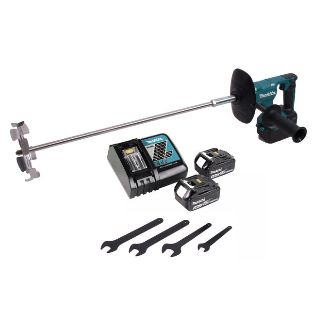 Makita DUT 130 RM mikser akumulatorowy 18V M14 bezszczotkowy + 2x akumulator 4.0Ah + ładowarka