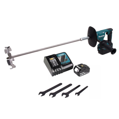 Batidora a batería Makita DUT 130 RT1 18V M14 sin escobillas + 1x batería 5.0Ah + cargador