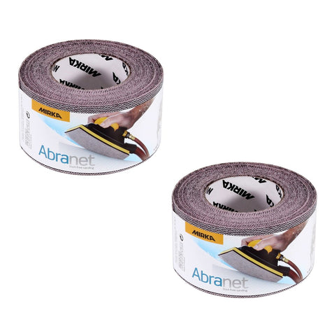 Mirka ABRANET 2x rollo de papel de lija 75mm x 10m P80 rollo de lija Velcro (2x 545BI001803R)