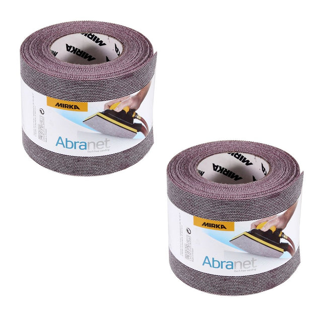 Mirka ABRANET 2x rollo de papel de lija 115mm x 10m P80 rollo de lija Velcro (2x 545BY001803R)