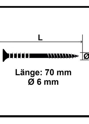 SPAX Justierschraube 6,0x70 mm 100 Stück ( 161010600703 ) Justiergewinde mit Halterillen Flachkopf T-STAR Plus 4Cut WIROX