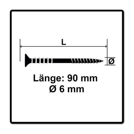 Tornillo de ajuste SPAX 6,0x90 mm 100 piezas (161010600903) rosca de ajuste con ranuras de retención cabeza plana T-STAR Plus 4Cut WIROX