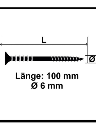 Tornillo de ajuste SPAX 6,0x100 mm 100 piezas (161010601005) rosca de ajuste con ranuras de retención cabeza plana T-STAR Plus 4Cut WIROX