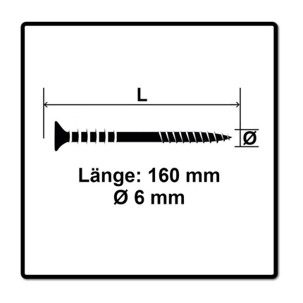 Tornillo de ajuste SPAX 6,0x160 mm 100 piezas (161010601605) rosca de ajuste con ranuras de retención cabeza plana T-STAR Plus 4Cut WIROX