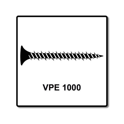 Tornillos para paneles de yeso SPAX GIX-A rosca fina almacenada en cargadores 3,9x35 mm fosfatados 1000 piezas (1091170390356) rosca completa, cabeza de trompeta, ranura en cruz H2, punta de aguja