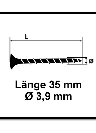 SPAX GIX-B Vis pour cloison sèche 3,9 x 55 mm - Filetage total - Tête trompette - Cruciforme H2 - Pointe aiguille - Magazinée - 1000 pcs. (1891170390356)