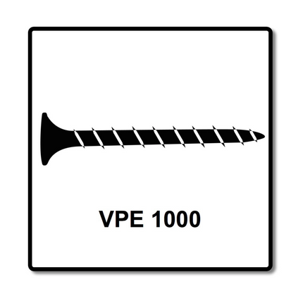 Tornillos para paneles de yeso SPAX GIX-B en cargador, 3,9x45 mm, punta de aguja, 1000 piezas (1891170390456) rosca completa, cabeza de trompeta, Phillips H2