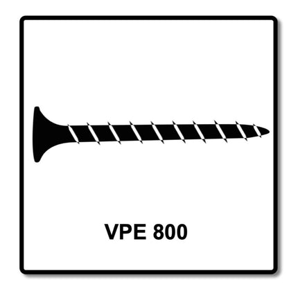 Tornillos para paneles de yeso SPAX GIX-B en cargador, 3,9x55 mm, punta de aguja, 800 piezas (1891170390556) rosca completa, cabeza de trompeta, Phillips H2