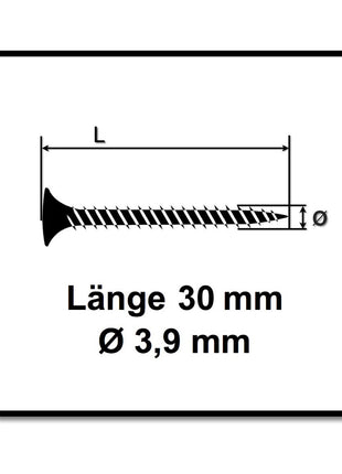 SPAX GIX-C Vis pour cloison sèche - Pour plaques de plâtre  3,9 x 45 mm - Filetage total - Tête de fraisage aiguë - Cruciforme H2 - Pointe d'aiguille - Magazinée - Phosphaté - 1000 pcs. (1791170390306)