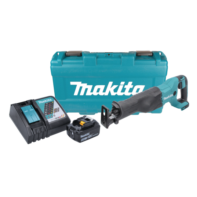 Makita DJR 186 RG1K Sierra de sable sin cable Sierra de sable 18 V + 1x batería 6.0 Ah + cargador + maletín