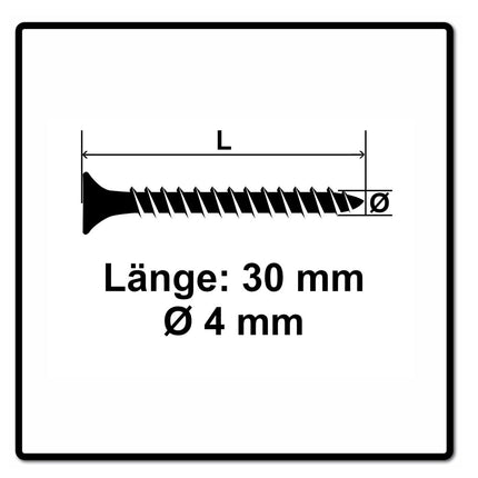 Fischer Power-Fast II FPF II tornillo para aglomerado 4,0x30 mm 200 piezas (670155) cabeza avellanada con rosca completa Torx, galvanizado, pasivado azul