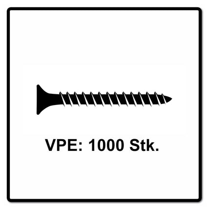 Fischer Power-Fast II FPF II Chipboard Screw 4.0x35mm, Countersunk head, Inner Star Torx, Partial Thread, Zinc plated, Blue passivated - 1000 pcs. (670625)