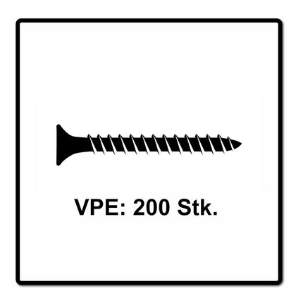 Fischer Power-Fast II FPF II tornillos para aglomerado 4,0x35 mm 200 piezas (670156) cabeza avellanada con rosca completa Torx, galvanizado, pasivado azul