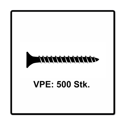 Fischer Power-Fast II FPF II Chipboard Screw 4,0x45mm, Countersunk head, Torx, Full threaded, Blue zinc plated, 500pcs. (670161)