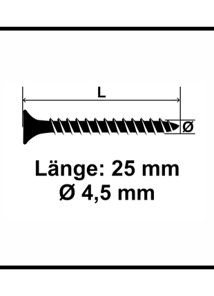 Vis pour panneaux d'aggloméré Fischer Power-Fast II FPF II 4,5x25 mm 500 pièces (670255) tête fraisée avec filetage complet Torx, galvanisées, passivée bleue