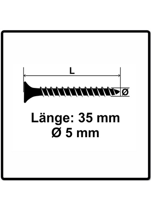 Fischer Power-Fast II FPF II Vis à bois aggloméré 5,0x35 mm, 200 pcs., tête fraisée, empreinte Torx, filetage total, zingué et passivé bleu ( 670352 )