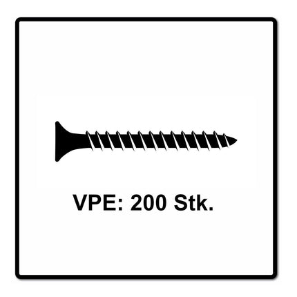 Fischer Power-Fast II FPF II Chipboard screw 5.0x40mm 200 pcs. Countersunk head with Torx drive, Full thread, galvanised, blue passivated (670354)