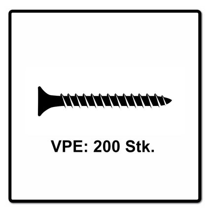 Fischer Power-Fast II FPF II Chipboard screw 5.0x45mm 200 pcs. Countersunk head with Torx drive, full thread, galvanised, blue passivated (670356)