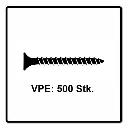 Fischer Power-Fast II FPF II Chipboard screw 5.0x45mm 500 pcs. Countersunk head with Torx drive, full thread, galvanised, blue passivated (670357)