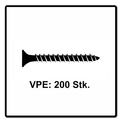 Fischer Power-Fast II FPF II Chipboard screw 5,0x50mm, 200 pcs. Countersunk head with Torx drive, full thread, galvanised, blue passivated (670358)