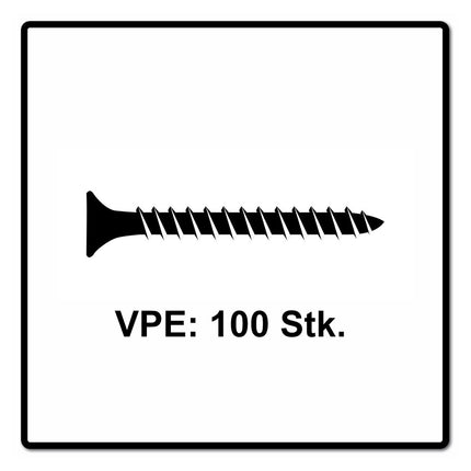 Fischer Power-Fast II FPF II Chipboard screw 5.0x60mm 100 pcs. Countersunk head with Torx drive, full thread, galvanised, blue passivated (670360)